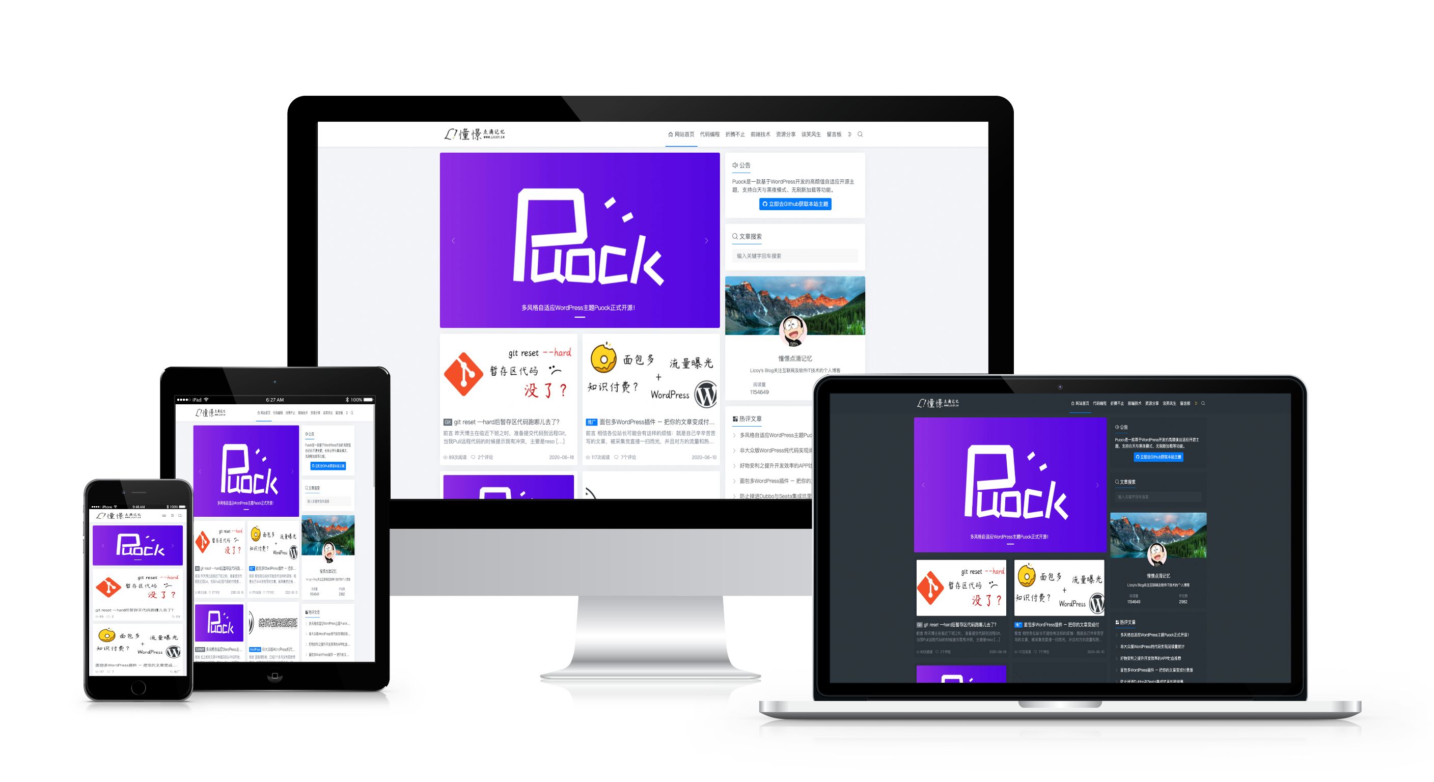 图片[1]-Puock 主题一款支持多风格切换的全能型 WordPress 开源主题-奇蛙小屋